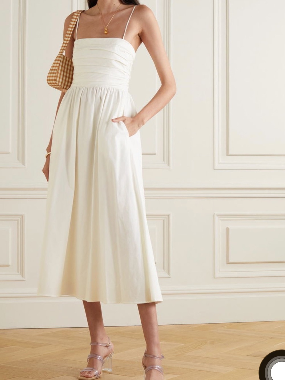 Reformation Lissa White Dress Size 2 Midi Skirt Dress with Straps